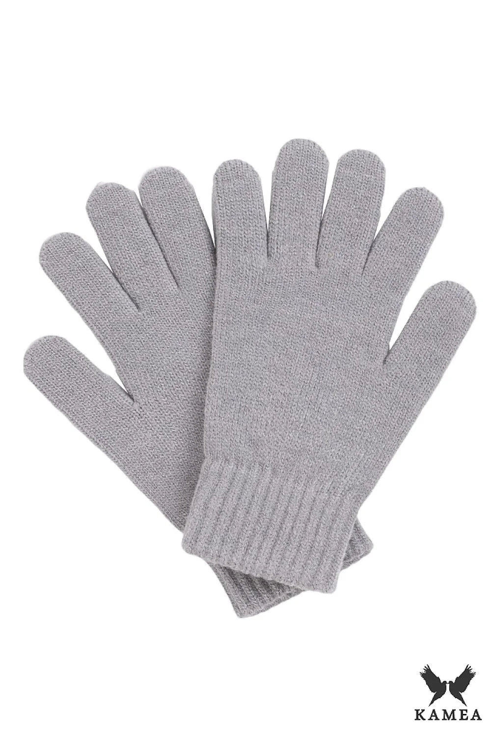 Gants d'hiver féminins classiques en laine et coton tricotés, poignets côtelés, couleur grise, coupe ajustée, isolation thermique, style intemporel, fabriqués en Pologne