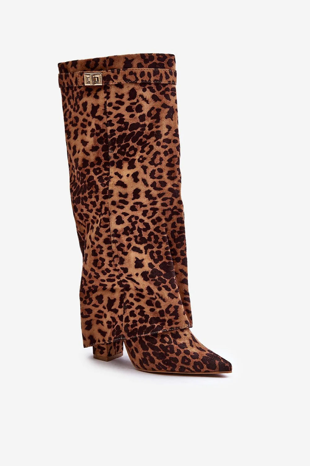 Bottes à talons femmes imprimé léopard éco-suède haute zip décorative élégance mode audacieuse confort durable longues calf