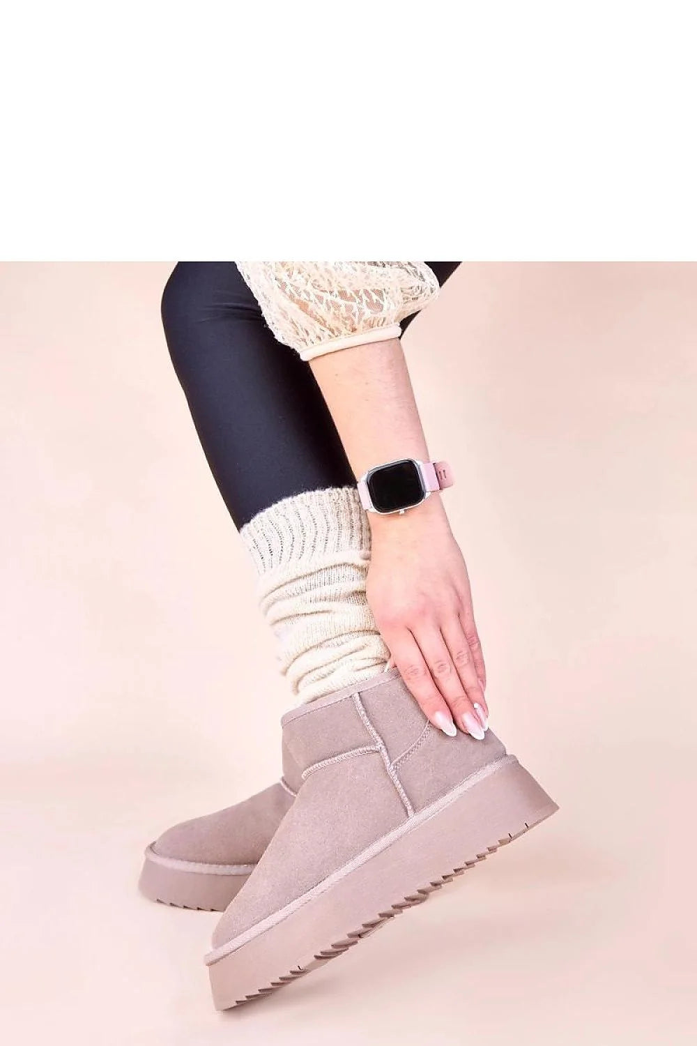 bottines femme neige gemre armona suède gris fourrées doublure lainée plateforme crantée semelle antidérapante bout rond cheville slipon