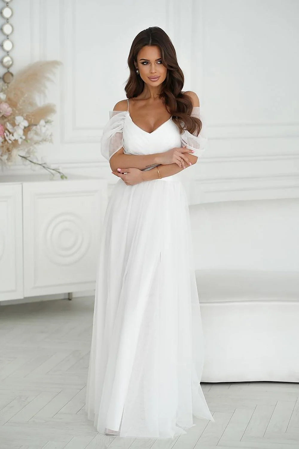 Robe longue style espagnol manches en tulle élégance intemporelle femmes occasions spéciales tissu fluide