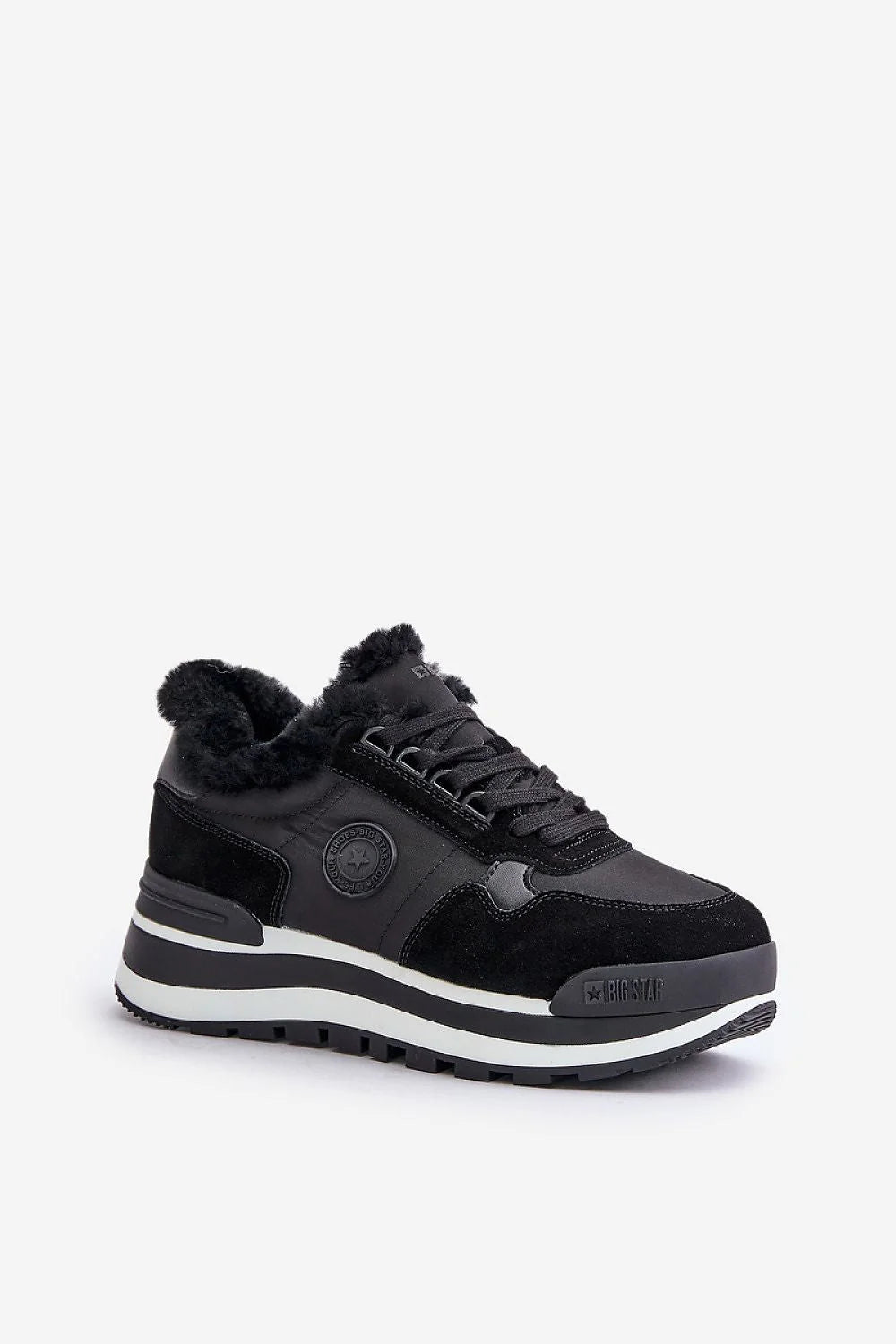 Chaussures de sport élégantes pour femmes, design moderne, cuir suédé, fourrure, semelle épaisse, occasion quotidienne, automne-hiver, style sportif, confortable, Taille 36-38, Big Star