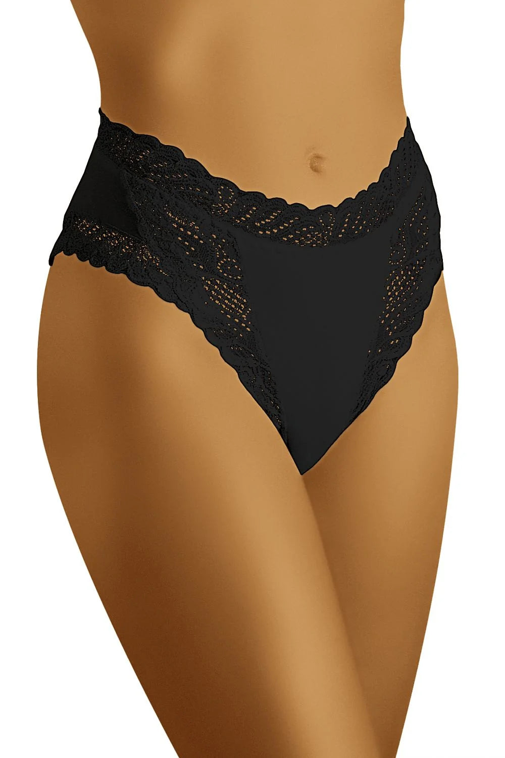 Culotte taille haute en dentelle noire élégante, coupe ajustée pour allure séduisante et moderne