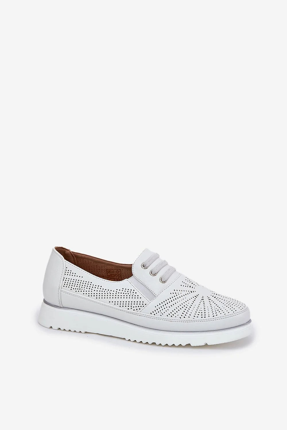 Chaussures basses femmes style moderne élégant cuir artificiel blanc perforé semelle épaisse confort quotidien