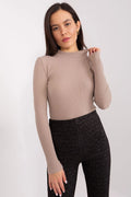 ensemble femme élégant sophistiqué chemisier col montant manches longues côtelé maille stretch slim pantalon ajusté noir scintillant fils métalliques