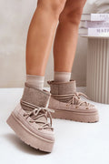 Bottes en cuir suédé moderne confort plateforme tendance hiver beige taupe pour femmes élégantes
