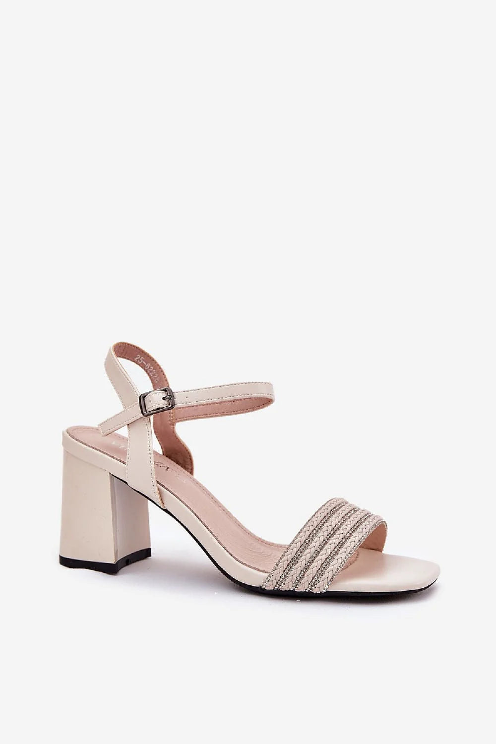 sandales talons femme élégantes similicuir verni bloc brides tressées zircons boucle ajustable semelle rembourrée adhérente bout ouvert carrée beige