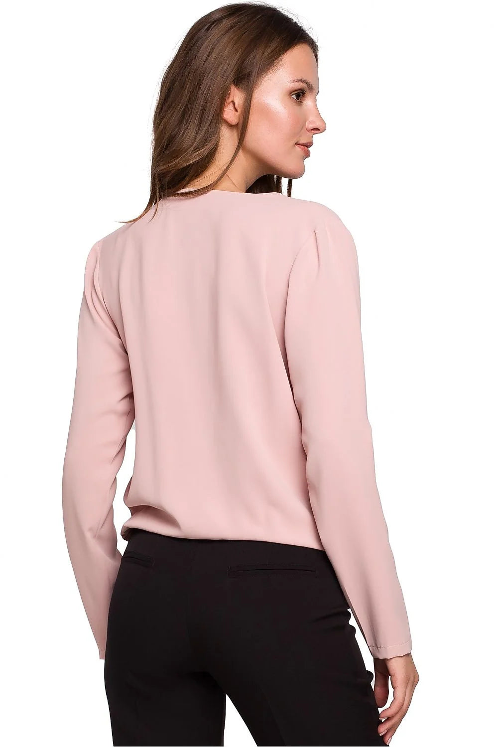chemisier makover femme élégant sophistiqué confortable fluide polyester élasthanne enveloppe décolleté V manches longues tombé délicat