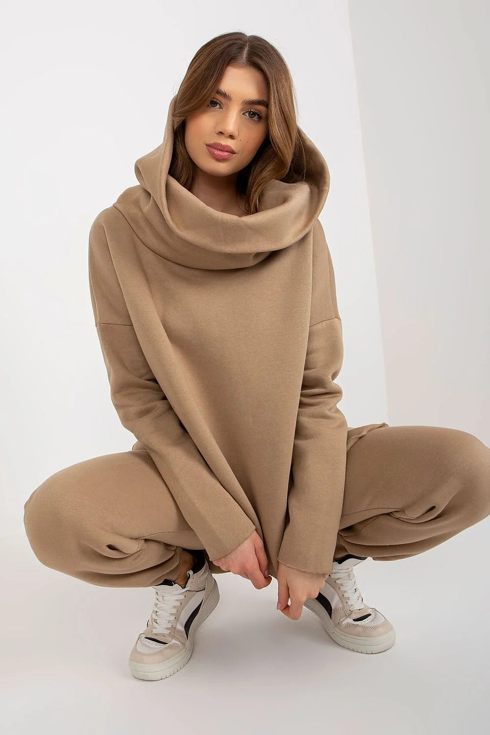 Ensemble Ex Moda pour femme athleisure moderne sweatshirt capuche joggers noirs coton polyester confort style urbain