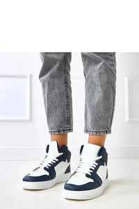 baskets montantes femme streetwear rétro blanc bleu marine similicuir perforées lacets semelle épaisse antidérapante plateforme 35mm maintien cheville respirante confortable