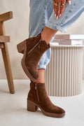 Bottes Chelsea femmes suédine écologique talon carré fourrure synthétique confort automne hiver style moderne élégant