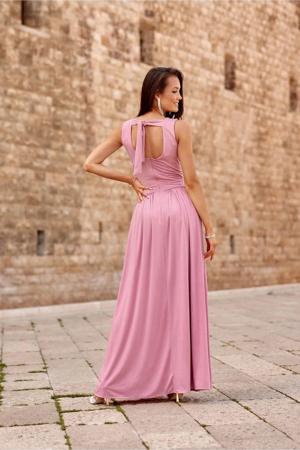 Robe longue élégante pour femme en brocart pailleté, design V croisé, fente haute, ajustée à la taille, idéale pour soirée et mariage