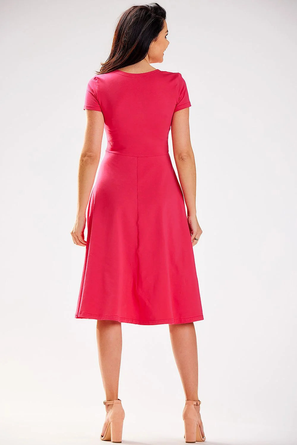 Robe féminine élégante Infinite You cache-cœur manches courtes coupe évasée polyvalente coton lycra Taille S M L XL