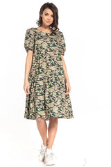Robe camouflage coton décontractée élégante manches courtes urbain confortable tendance pour femme style unique