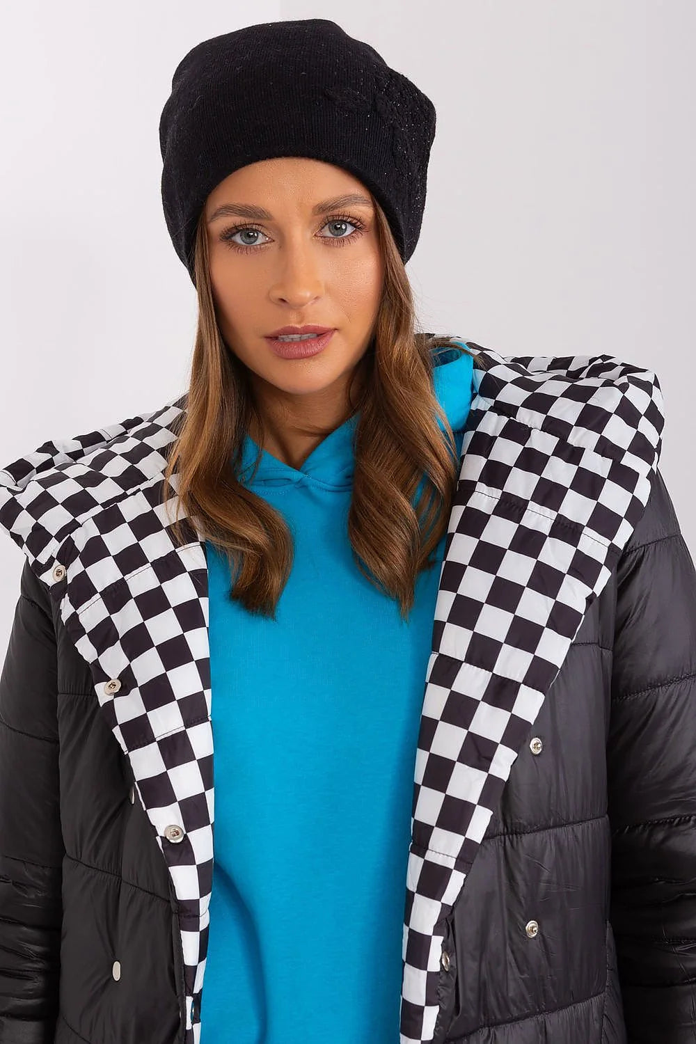 Bonnet d'hiver en cachemire noir avec strass pour femme, style urbain, matelassé, acrylique, coton, look casual, mode moderne, saison froide