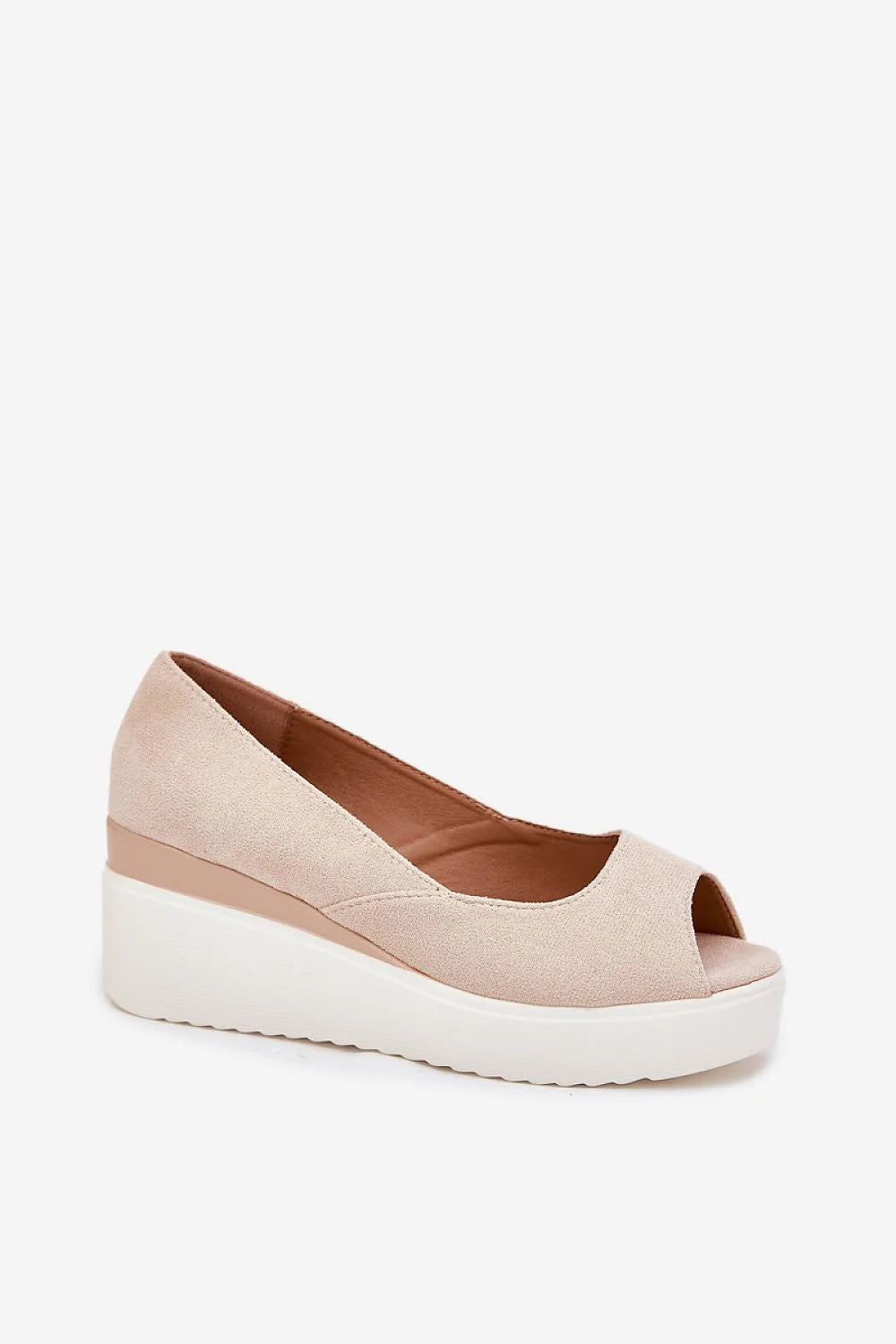 Sandales compensées pour femmes style peep-toe cuir suédé écologique talon 7cm confort tout le jour robes été jupes pantalons