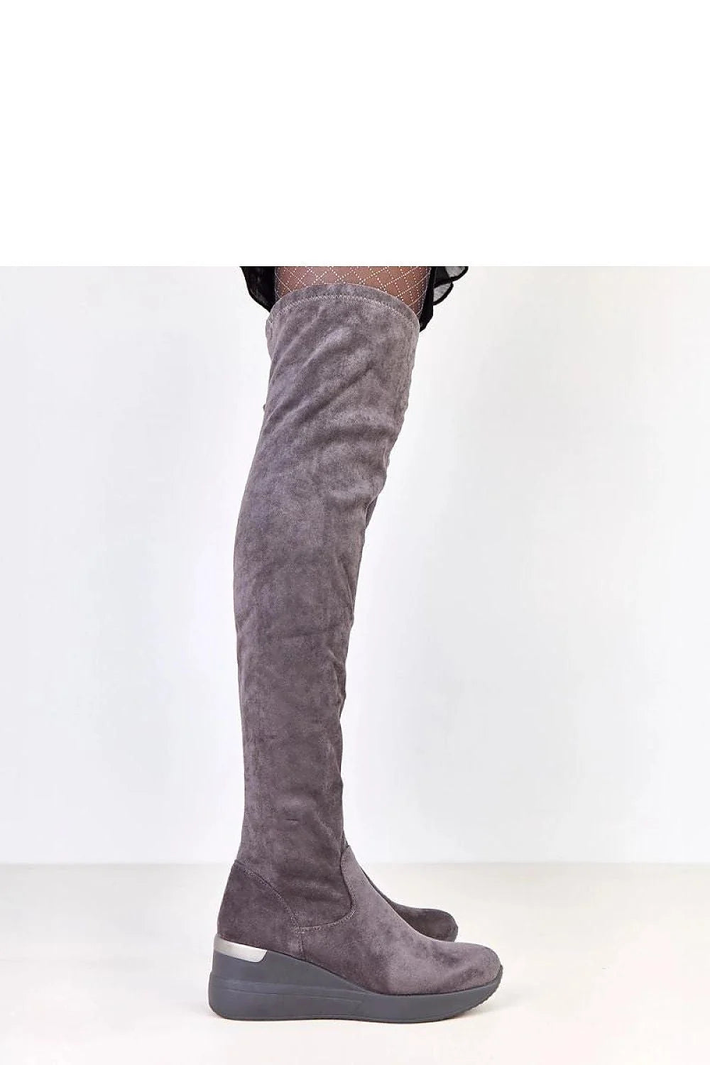 cuissardes anthracite suede lisse douce tigehaute talon compense insertmetal boutarrondi fermetureinterieure fourrure synthetique semellecaoutchouc sensuel polyvalent automne hiver chic femme