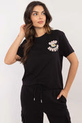 T-shirt femme moderne subtil design floral édition limitée coupe ajustée coton 100% manches courtes col rond