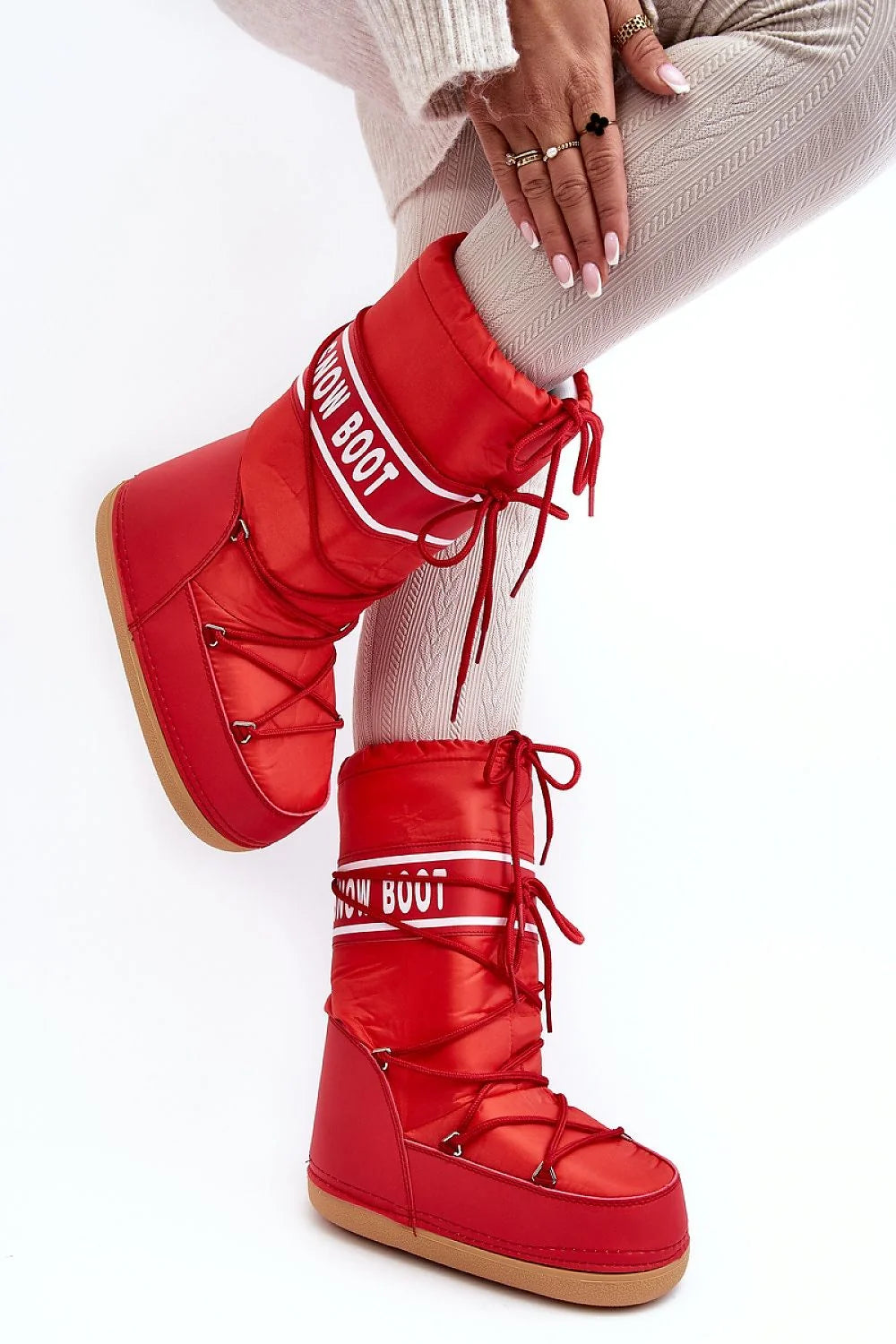 Bottes de neige pour femmes Step in Style en cuir écologique, style décontracté, couleur rouge vif, doublure chaude, semelle antidérapante, isolation thermique, parfait pour l'hiver