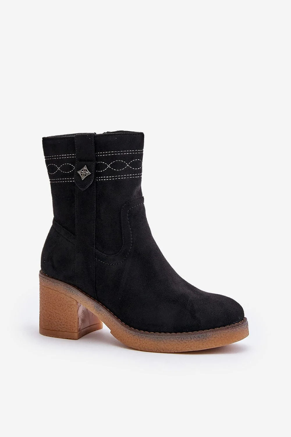 Bottes classiques pour femmes en suédine écologique talon cubain style casual chic automne hiver 2023