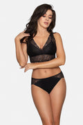 Ensemble de lingerie féminine élégant dentelle noire sans armature coupe moderne culotte mi-haute soutien-gorge ajustable femme confortable occasion spéciale