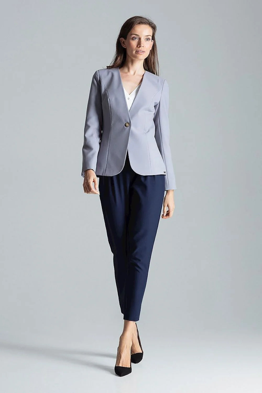 Veste tailleur femme rouge polyester élasthanne élégante ajustée manches longues professionnelle réunions formelles