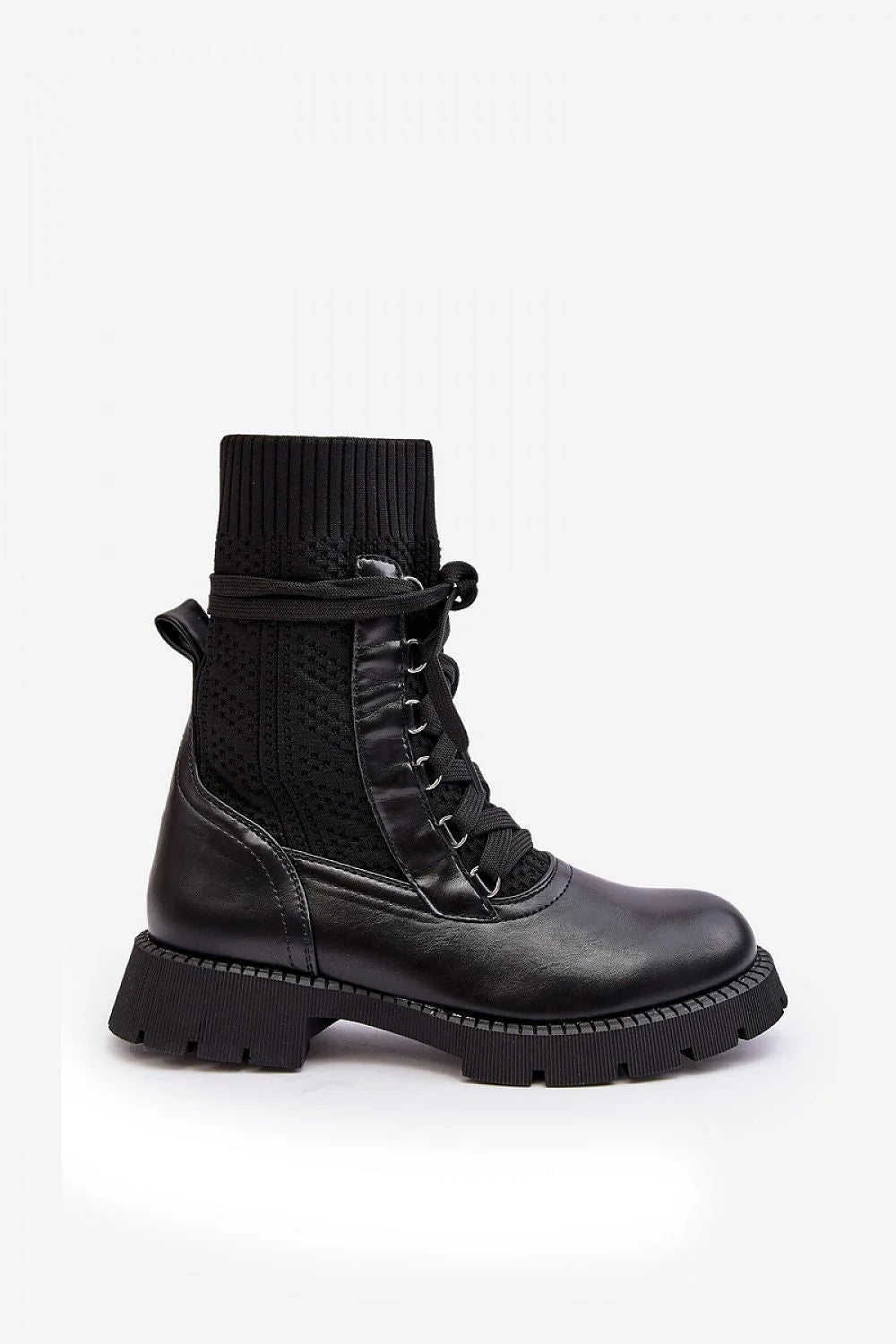 Bottines pour femmes design contemporain cuir écologique textile plateforme talon plat lacets métalliques occasion quotidienne