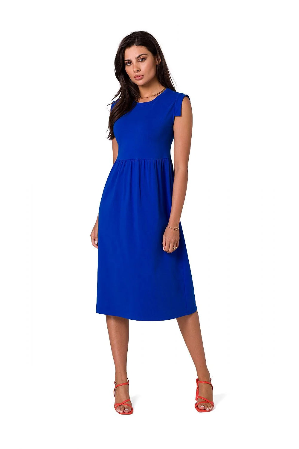 Robe de jour Be Wear midi sans manches taille haute en coton 95% élasthanne 5% vert émeraude pour femmes élégance occasionnels vacances