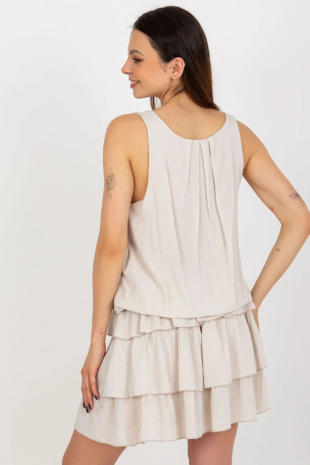 Robe de jour Och Bella sans manches en viscose col rond volants élastique taille universelle