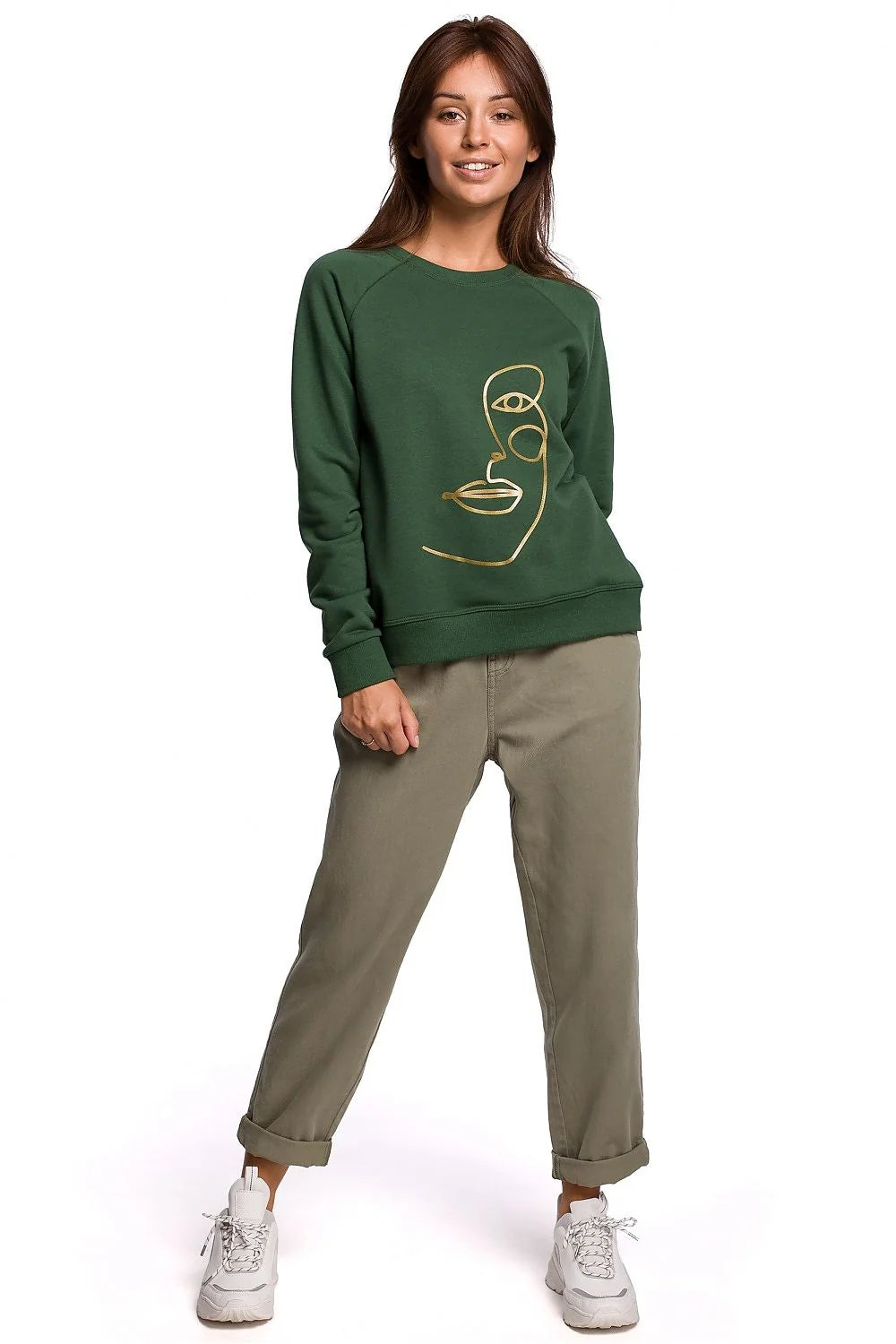 Sweatshirt Be Wear pour femme, design artistique, couleur noire, coupe droite, manches longues, tissu coton polyester, confort et style urbain