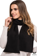 Écharpe femme en tricot fin style classique longue et large couleur noire bords côtelés marque KAMEA