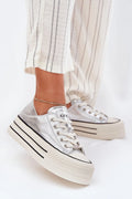 Baskets pour femmes cuir naturel plateforme massive design moderne couleur argentée style urbain confort tout le jour