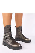 bottines Ruthy Gemre métalliques gris anthracite plateforme semelle crantée talon bloc tige mi mollet