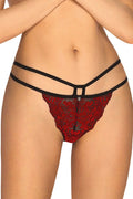 String féminin dentelle rouge style sexy avec détails floraux transparents pour femmes élégantes et audacieuses