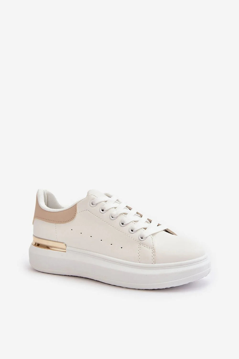 Sneakers femmes design minimaliste cuir écologique plateforme miroir confortable lacets blancs