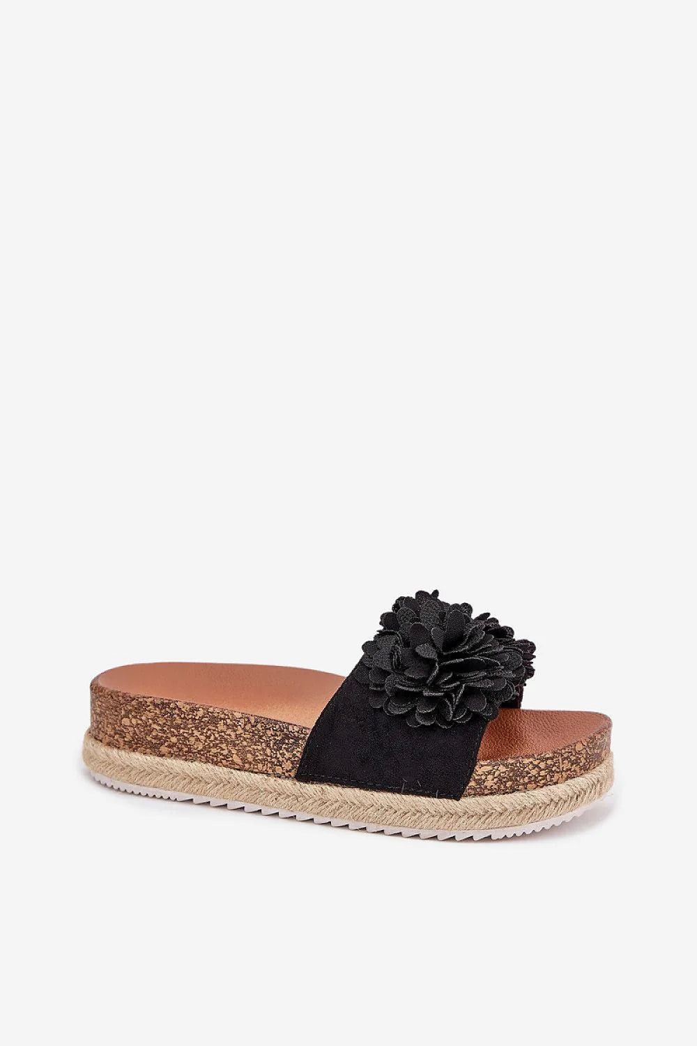 claquettes femme plateforme liège tressé confort estival fleuri bride tissus fleurs semelle cuir écologique profilée légère chic polyvalente mode