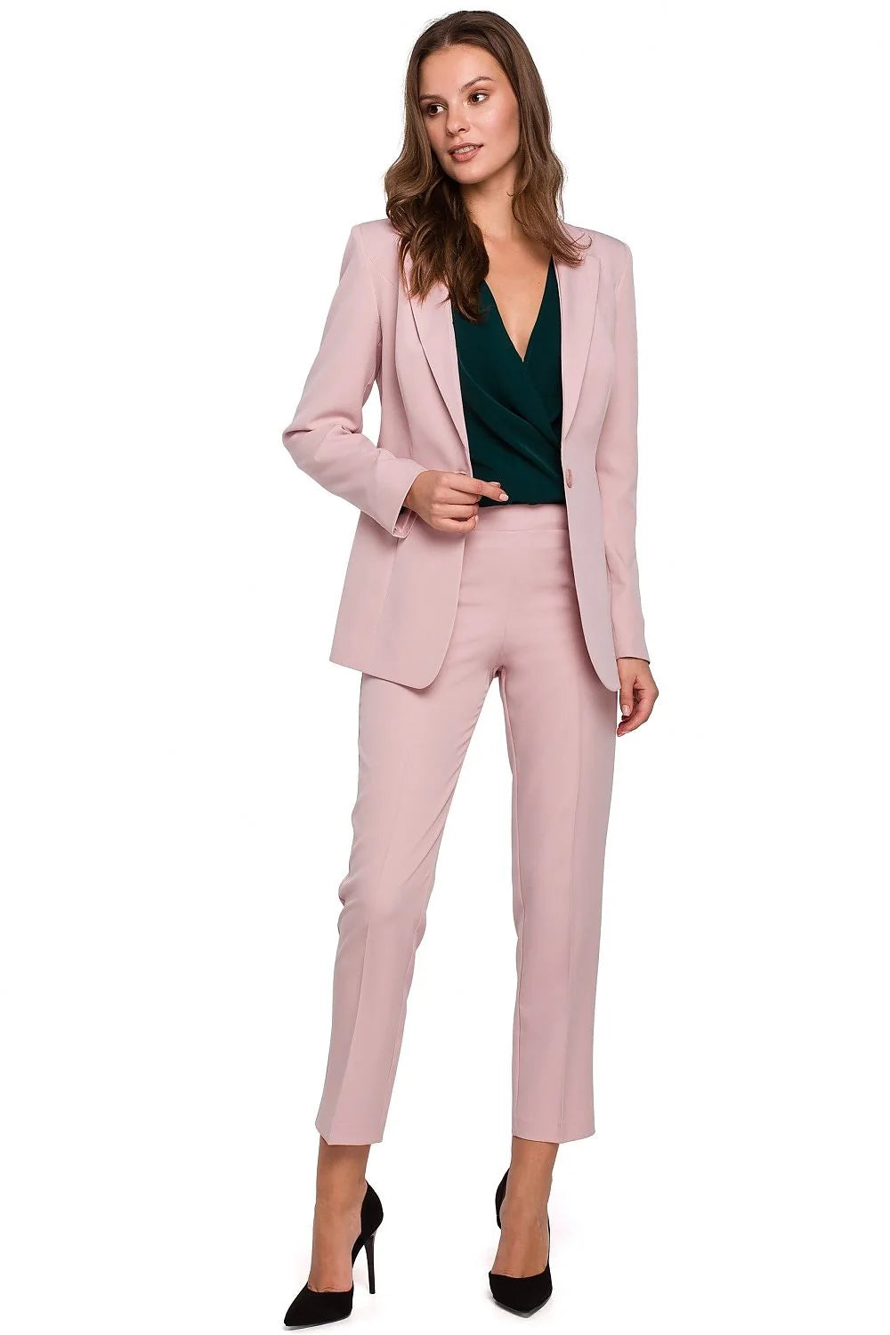Blazer femme polyester élégant coupe ajustée gris clair tenue professionnelle bureau mode chic polyvalente