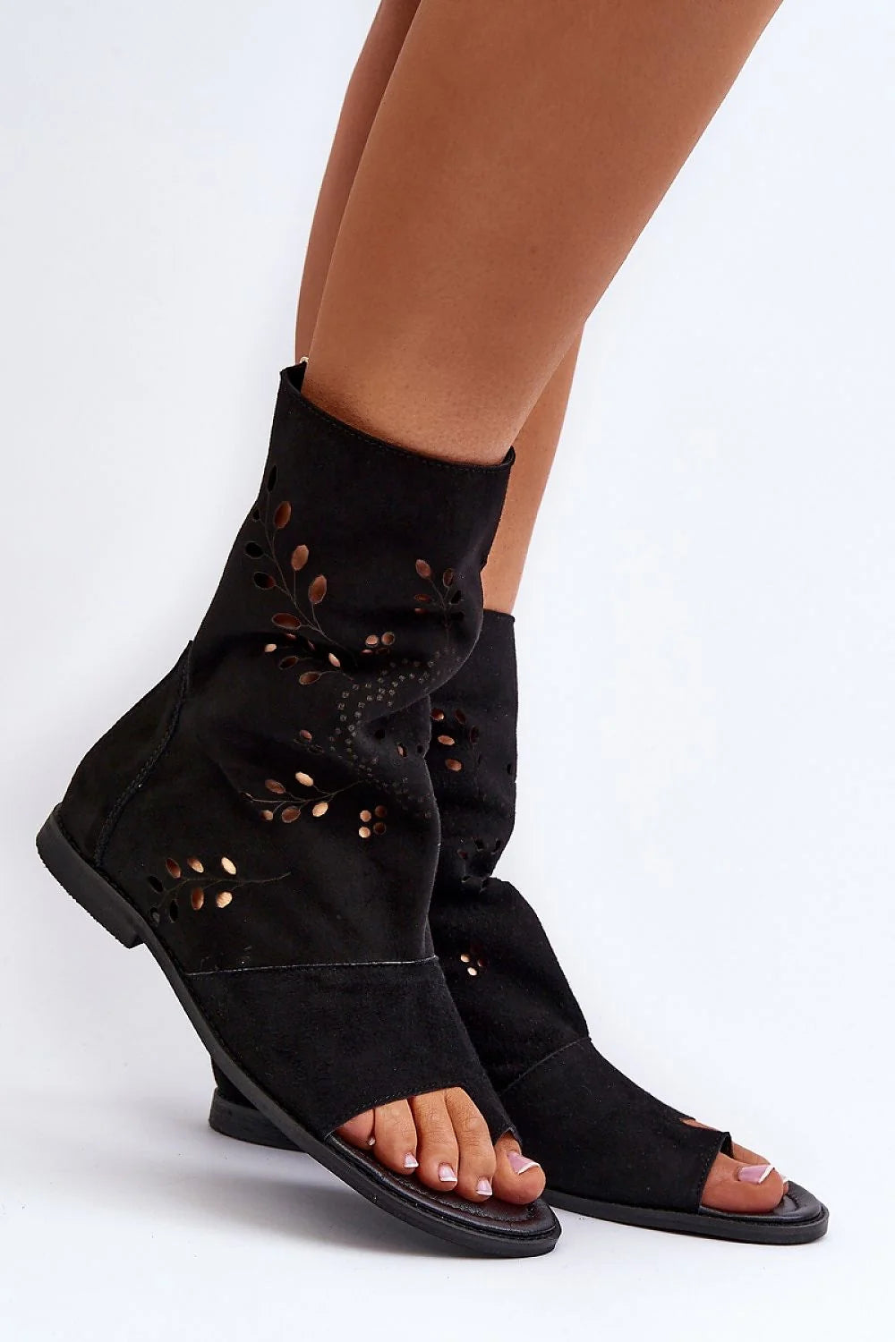 Bottines élégantes pour femmes design moderne cuir suédé motifs laser confortable style décontracté occasion spéciale mode été