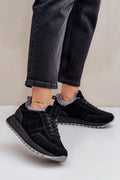Chaussures de sport femmes design moderne épuré tige basse suède noir fourrure synthétique semelle Hi-Poly System