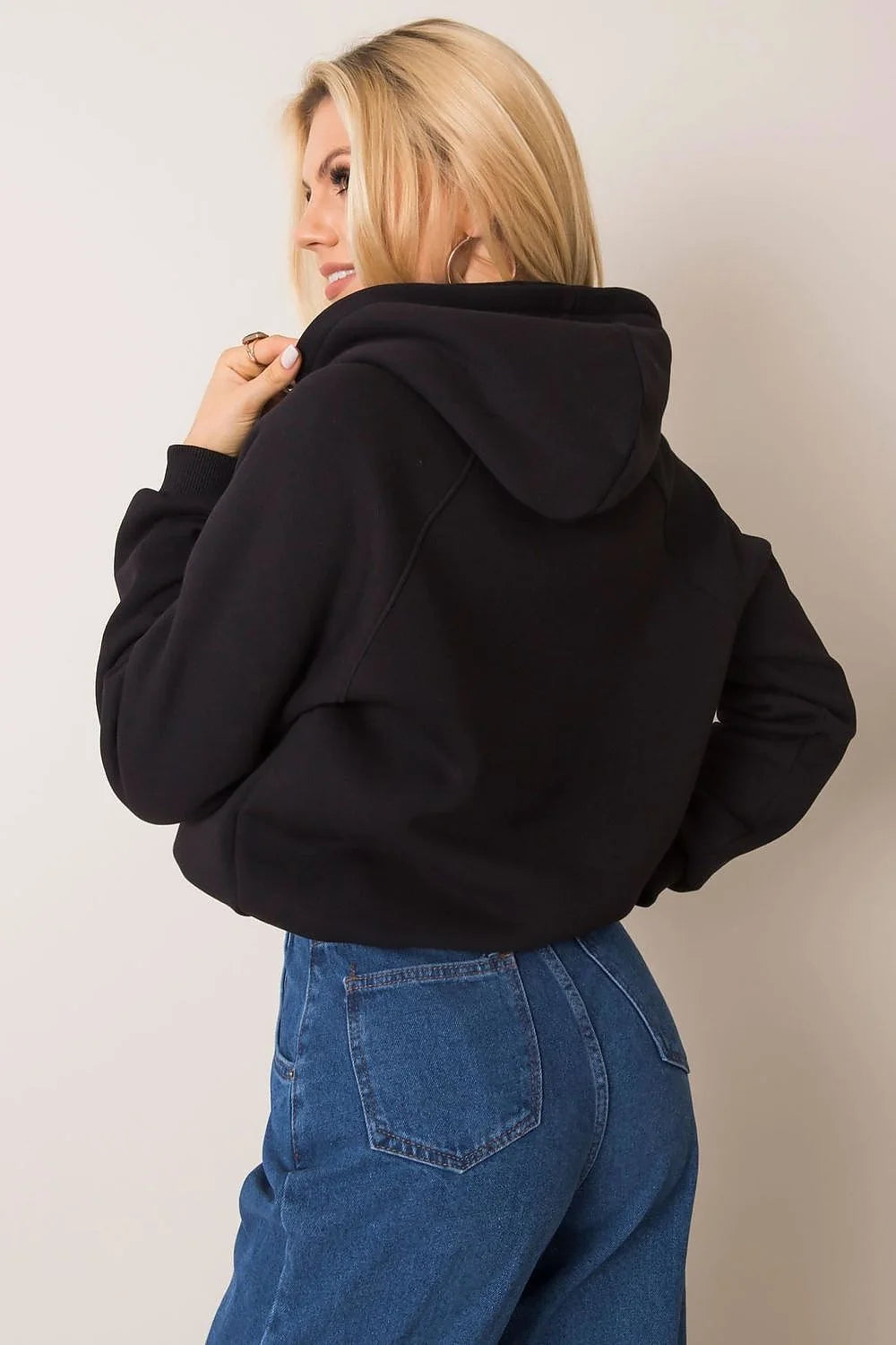Sweatshirt à capuche femme coton élasthanne style épuré blanc cassé manches longues coupe ample