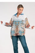Chemise manche longue design artistique paysages architecture naturelle coton stretch taille universelle confort femmes