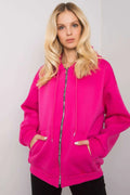 Sweat à capuche rose vif coton polyester coupe décontractée confortable poches kangourou occasions décontractées femmes