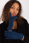Gants élégants pour femme en tissu à motif géométrique boutons décoratifs index brodé fleur coton élasthanne polyester