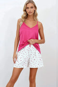 Pyjama Femme Élégant Confort Été Automne Hiver Doux Coton Bio Décolleté V Bretelles Élastique Taille Régulable Écru Rose Fleurs