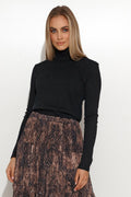 Pull col roulé femme coton laine noir élégant sophistiqué tricot côtelé manches longues confort chic