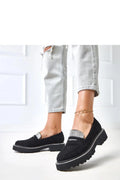mocassins femme cuir suédé écologique souple empeigne strass argentés bordure semelle épaisse crantée antidérapante plateforme talon stable confortable casual chic