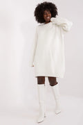 Robe pull oversize blanche en maille épaisse pour femmes, manches longues, coupe ample, confortable et élégante pour les journées fraîches