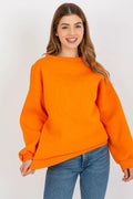 Sweatshirt pour femme moderne couleur orange vif coupe ample manches longues broderie lion coton polyester 70/30