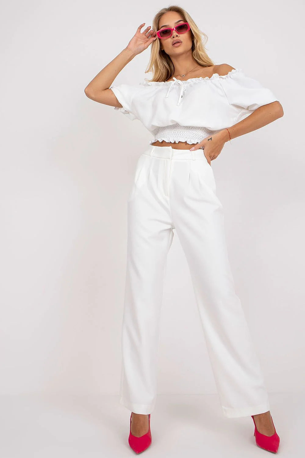 Pantalon femme Rue Paris large jaune vif maille douce haute taille manches longues mules vert audacieux été 2023
