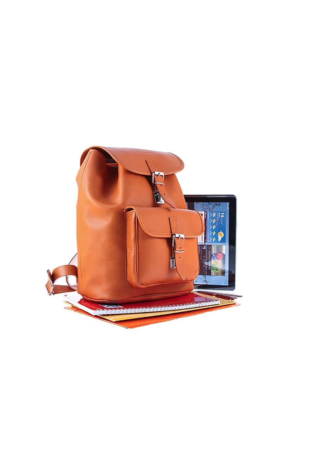 Sac à dos cuir élégant classique marron clair camel avec compartiments multiples pour femme moderne