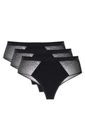 ensemble trois strings coton gousset oeko tex microfibre extensible dentelle dos invisible maintien bande elastique taillehaute noir confort